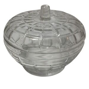 Vintage‎ Borgonovo Apple Sugar Bowl Clear Glass Trinket Dish With Lid Italy
